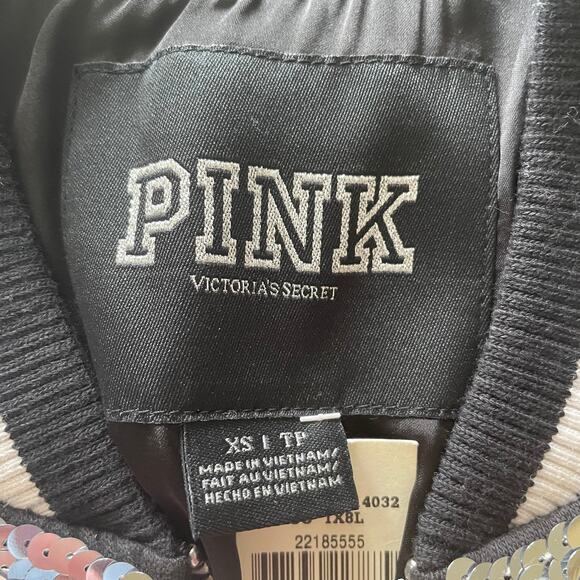 Victoria's Secret PINK Jacket Womens XS Multicolor Sequin Varsity Bomber - Picture 7 of 7